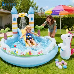 Bể bơi phao cầu trượt lâu đài cổ tích ngựa pony INTEX 56148