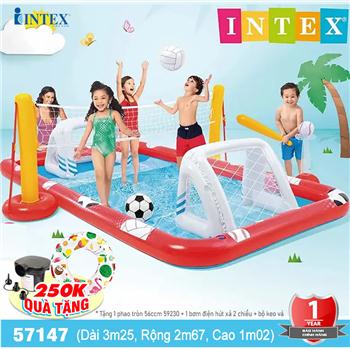 Bể bơi bơm hơi bóng đá cho bé INTEX 57147 (tặng kèm cầu trượt khủng long)