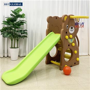 Cầu trượt Hàn Quốc gấu có ném bóng rổ CHD160