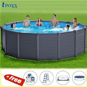Bể bơi khung kim loại chịu lực giả gỗ 4m78 INTEX 26384