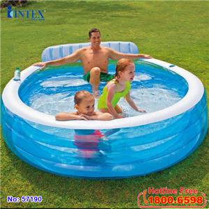 Bể bơi bơm hơi gia đình có ghế ngồi tròn xanh Intex 57190