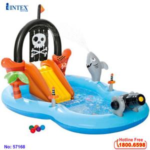Bể bơi phao cầu trượt hải tặc có vòi phun mưa INTEX 57168