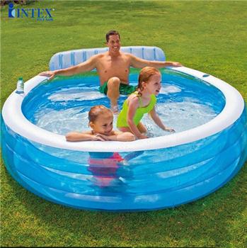 Bể bơi phao gia đình có ghế ngồi tròn xanh intex 57190