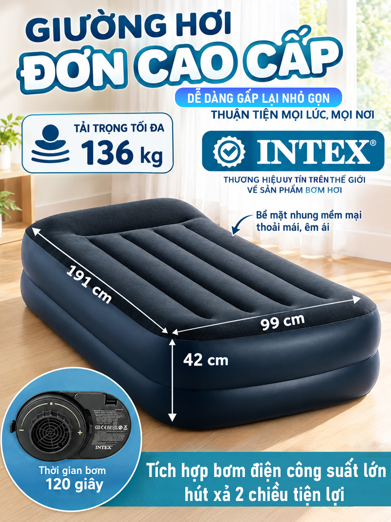 INTEX 64122 giuong hoi đơn intex